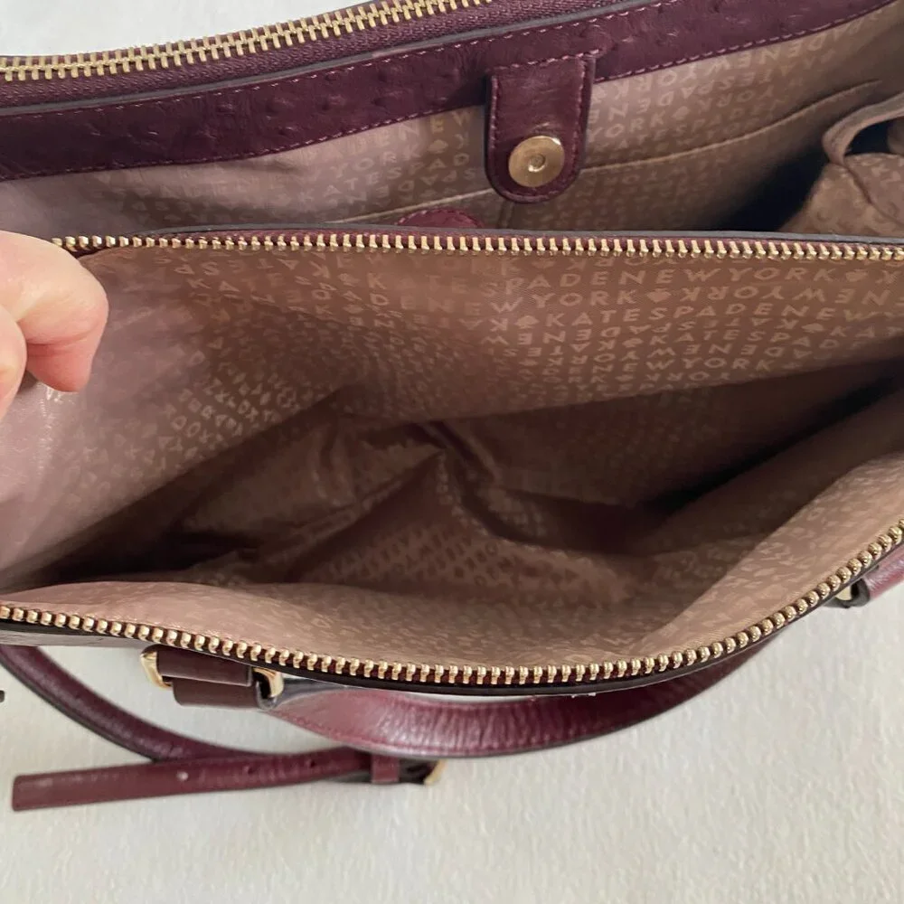 kate spade New York Bristol Drive 100% leather handbag cherrywood luxury classic